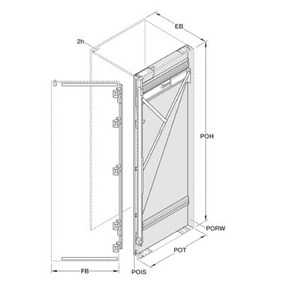 Blum REVEGO Uno Hinge Bracket Set Height 2407-2556mm