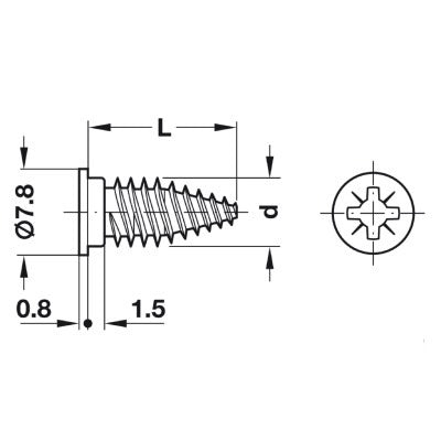Cabinet Hinge Screws Euro Ø5mm Hafele Varianta 6x14 mm Screw