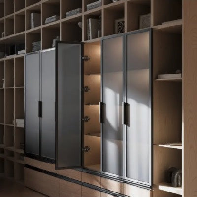 Cabinet Hinges Silence Soft Close 100° Black Inset Aluminium Frame