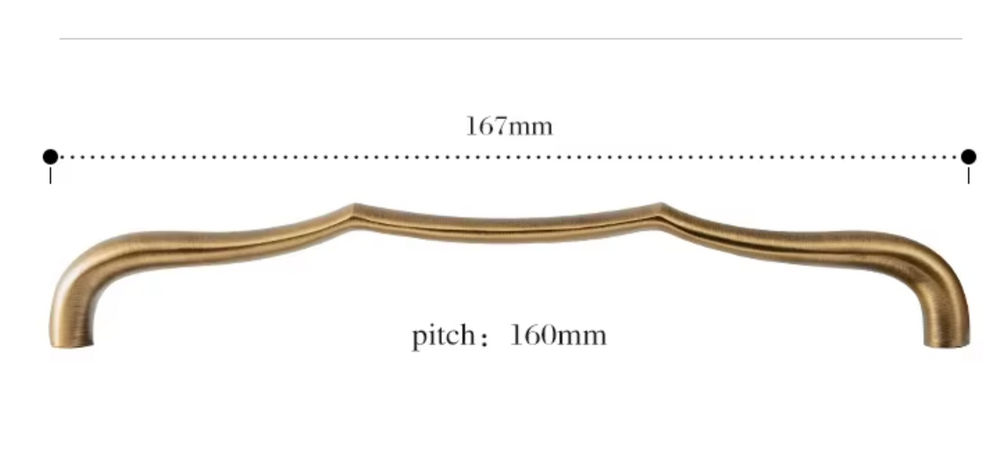 Cabinet Handle Double Wave Collection Brushed Antique Brass