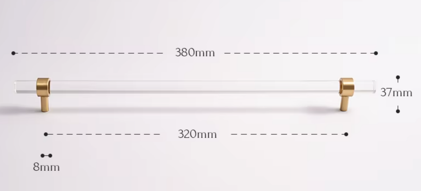 Cabinet Handle Lucent Collection Acrylic Clear With Brass Ring