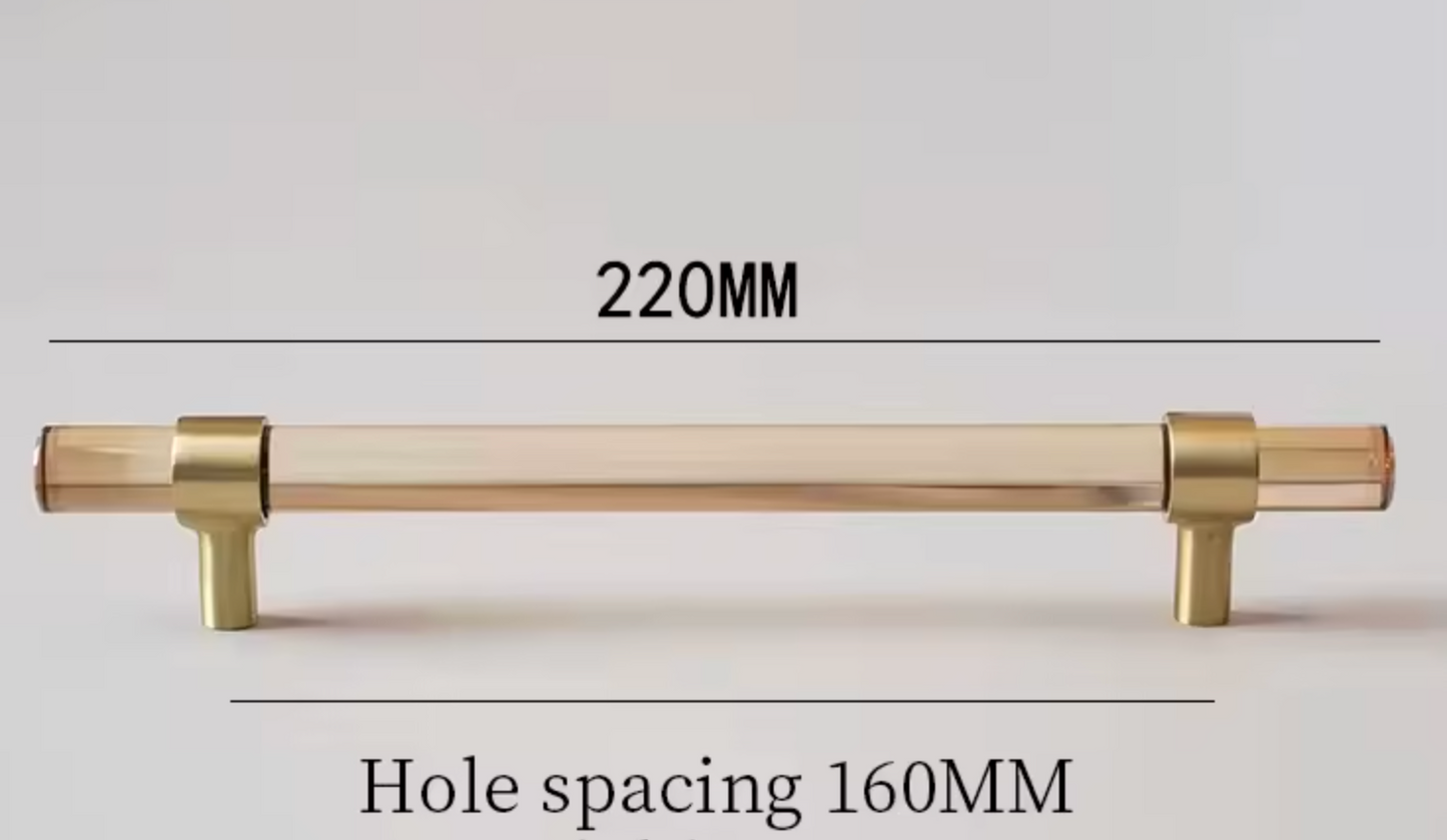 Cabinet Handle Lucent Collection Acrylic Champagne With Brass Ring