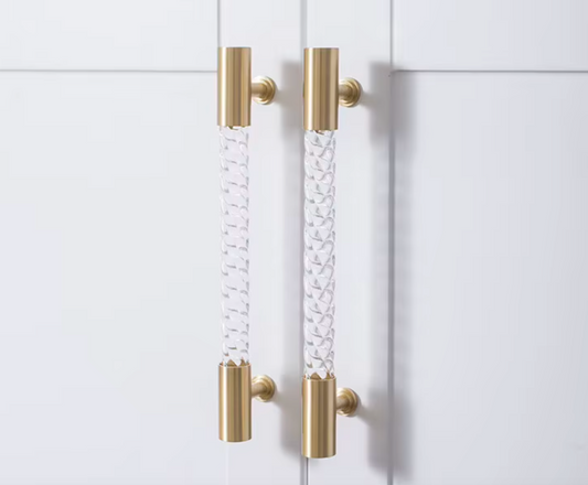 Cabinet Handle Lucent Twist Collection Acrylic Clear With Brass Support
