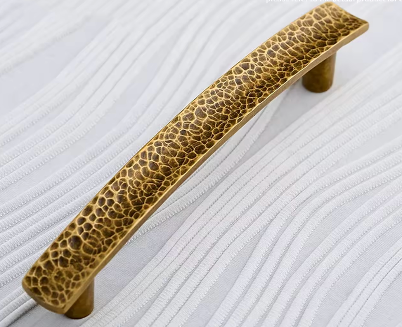 Cabinet Pull Handle Artisan Curved Hand Hammered Collection Antique Brass
