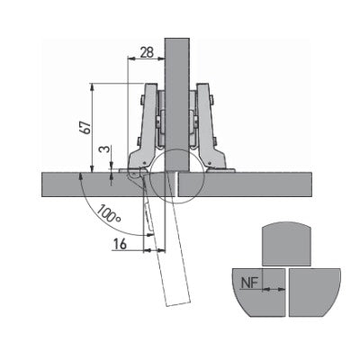 GTV Sprung 100° Half Overlay Cabinet Hinge