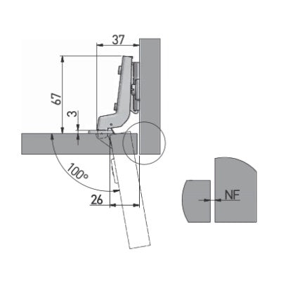 GTV Sprung 100° Inset Cabinet Hinge