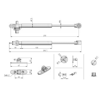 Gas Piston Stay Strut Lift Soft Close Adjustable