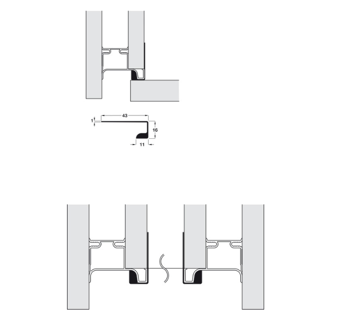 Gola System D Profile Handle for Vertical Fixing Between Cabinet and Oven