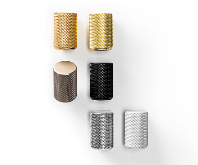 Knurled Knob Hafele Graf Round Cylinder Brushed Gold