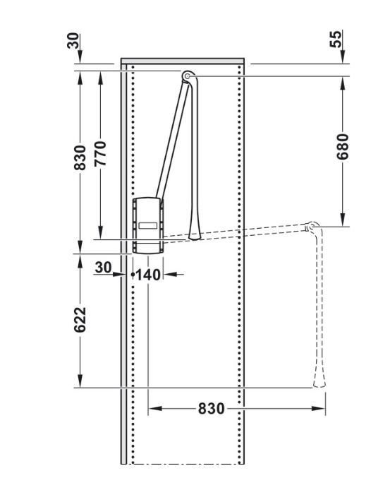 Medium Duty Pull Down Wardrobe Rail Lift Black