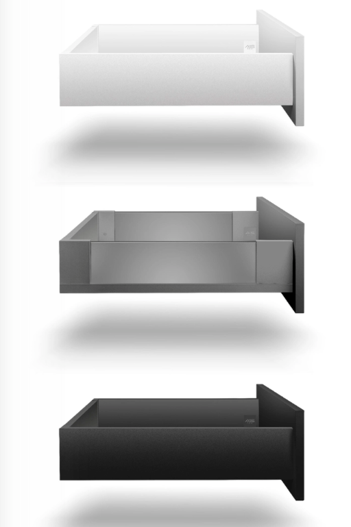 Metal Drawer Set Low AxisPro GLASS Slim Box System A86mm