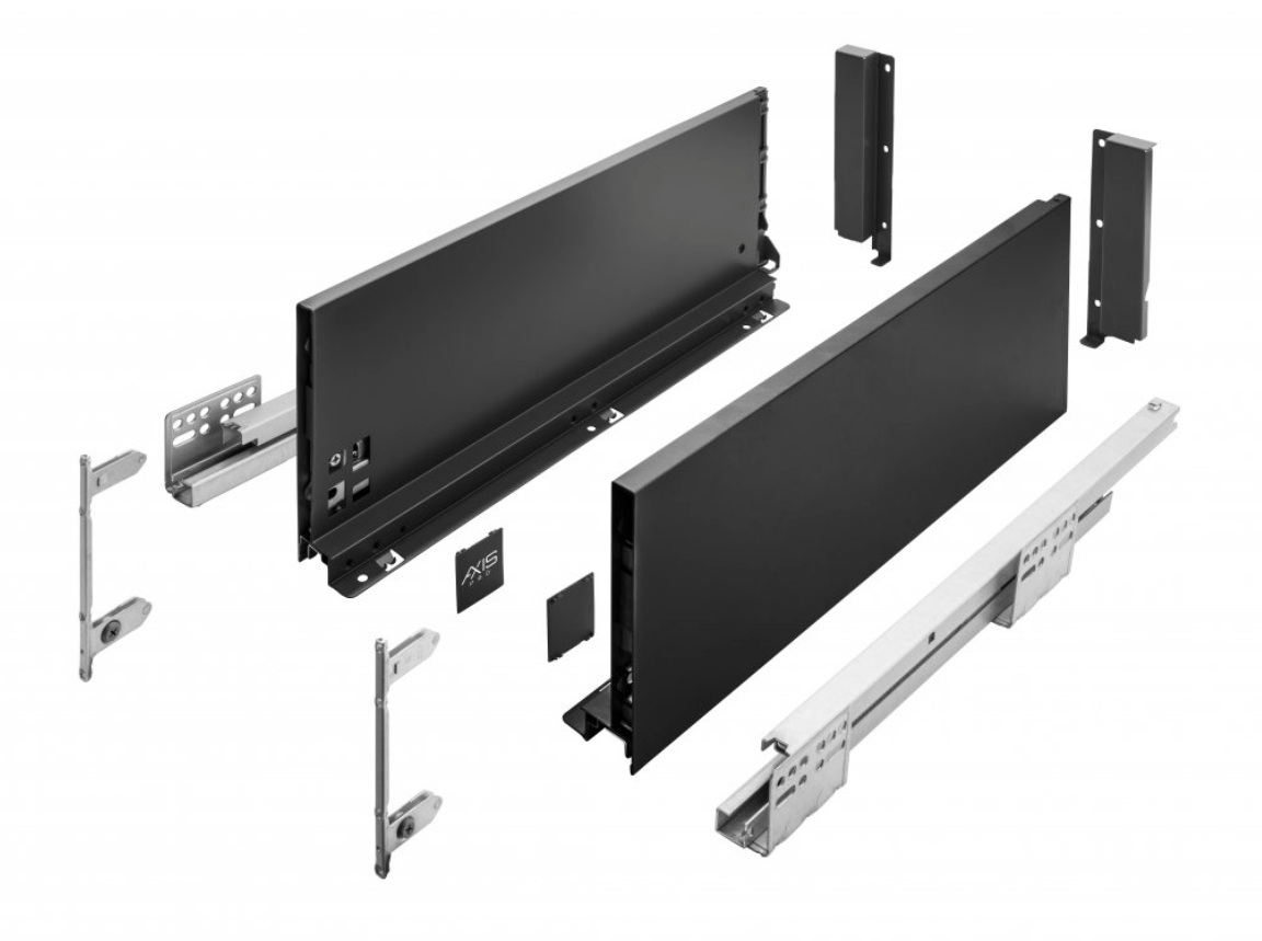 Metal Drawer Set High Black AxisPro Slim Box System C168mm