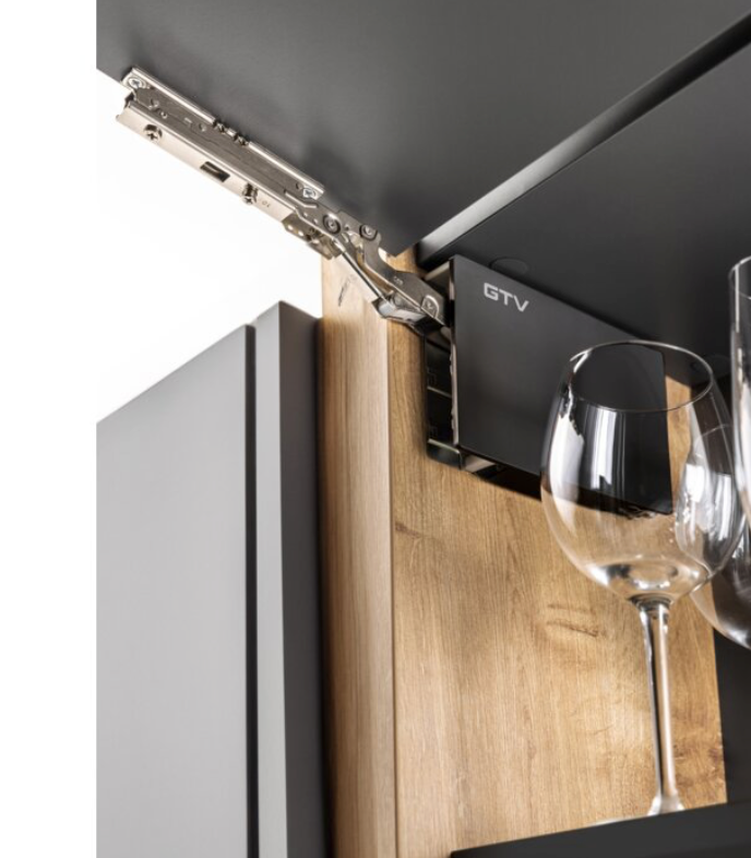 Soft Close Lift Mechanism Stay Cabinet Hinge Set Black