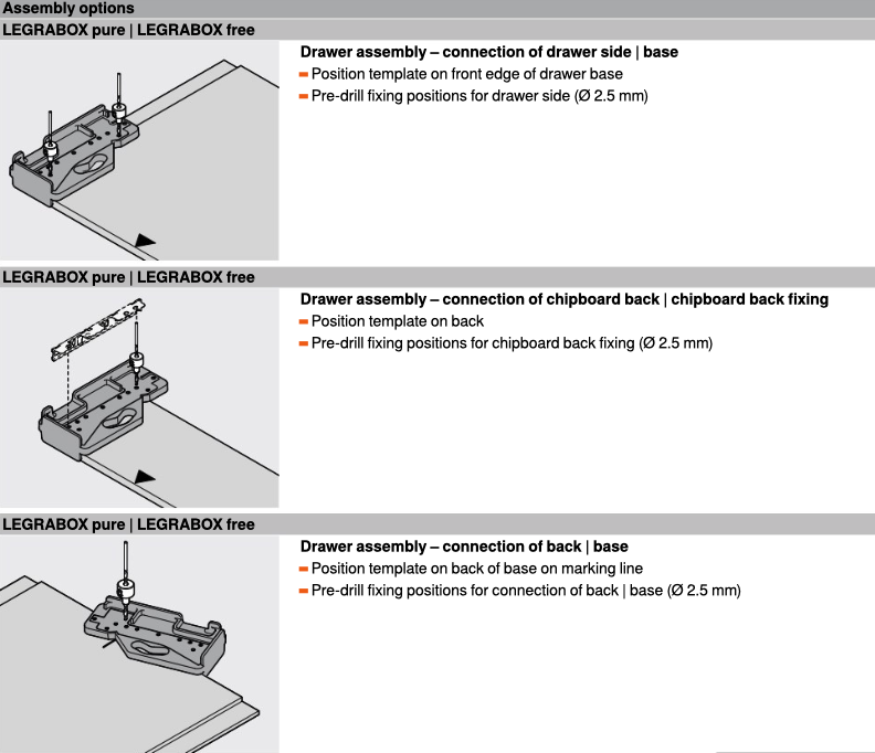 Blum ZML.7000 Drilling Template for LEGRABOX Base and Back