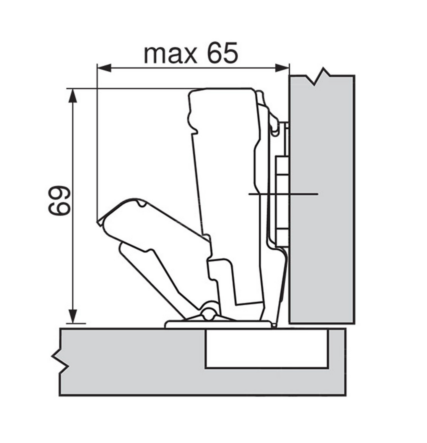 Blum 71T6550 Sprung 170° Full Overlay Wide Angle Cabinet Hinge
