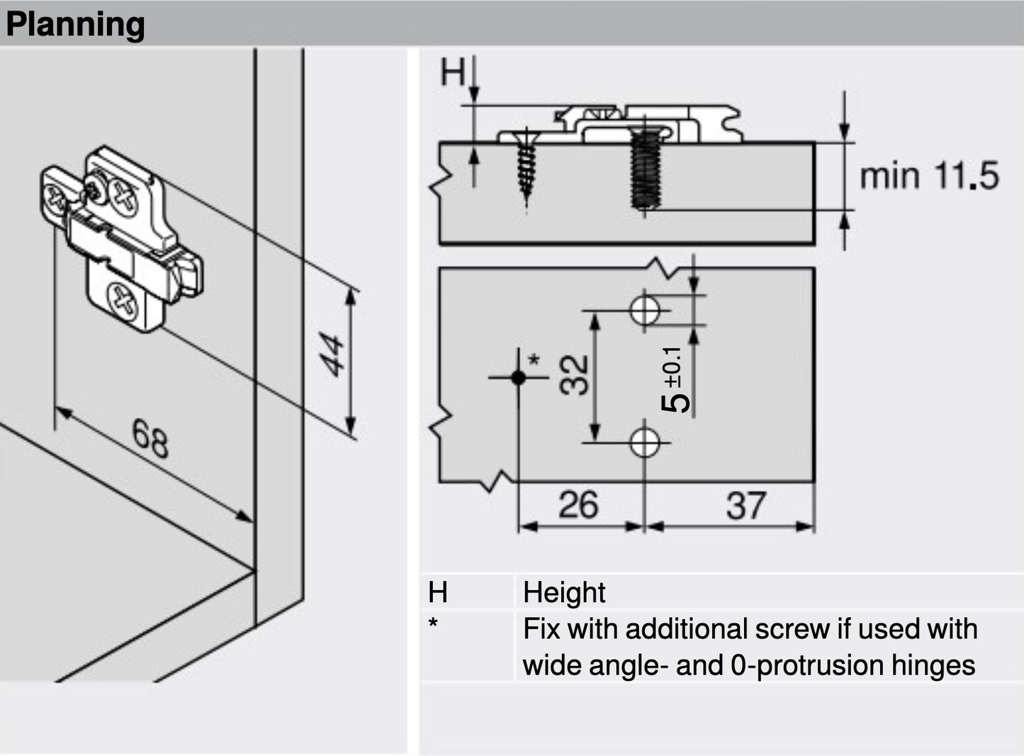 Blum Mounting Plate 175H9190 Cruciform 9mm Spacing Zinc System Screws