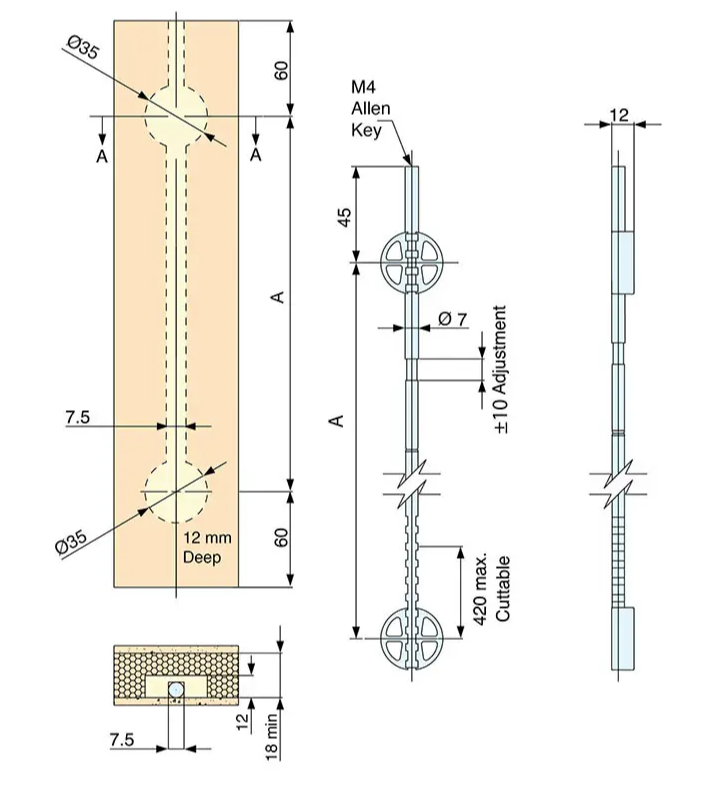Sugatsune Concealed Straightener Bar for Large Doors
