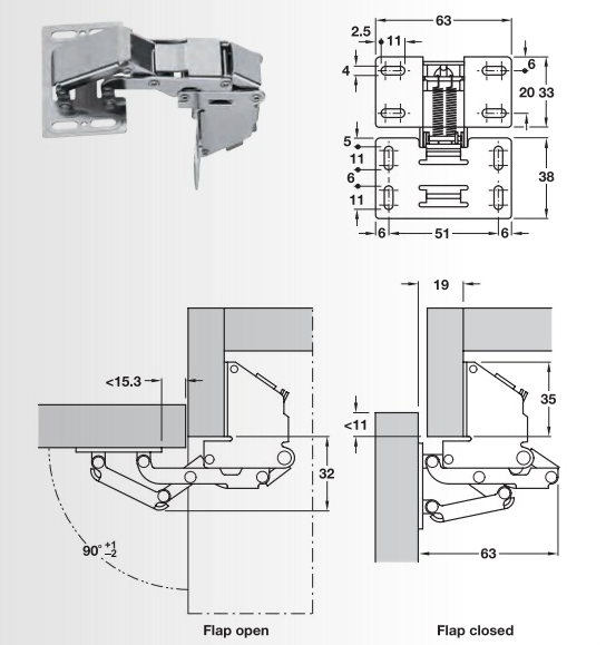 Hafele Swing Up Flap Door Hinge CH600