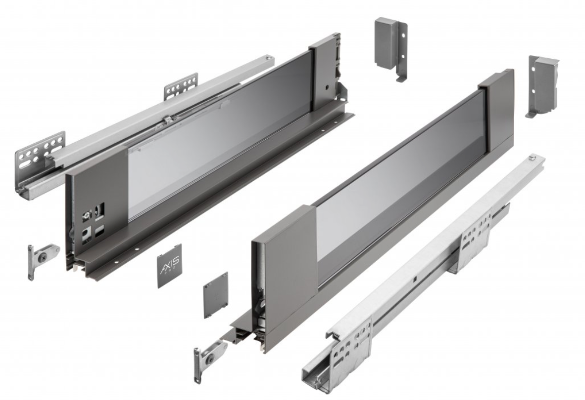 Metal Drawer Set Medium AxisPro GLASS Slim Box System B120mm