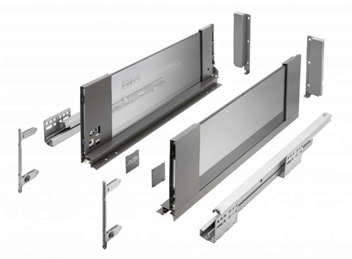 Metal Drawer Set High AxisPro GLASS Slim Box System C168mm