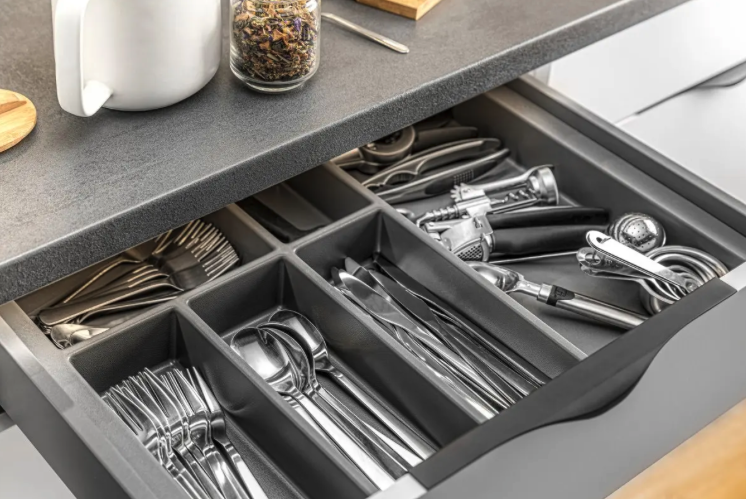 Cutlery Tray Plastic Anthracite for Kitchen Cabinet