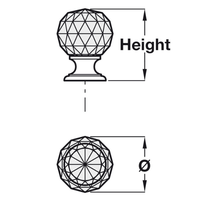 Hafele Harley Cupboard Glass Knob Chrome Base