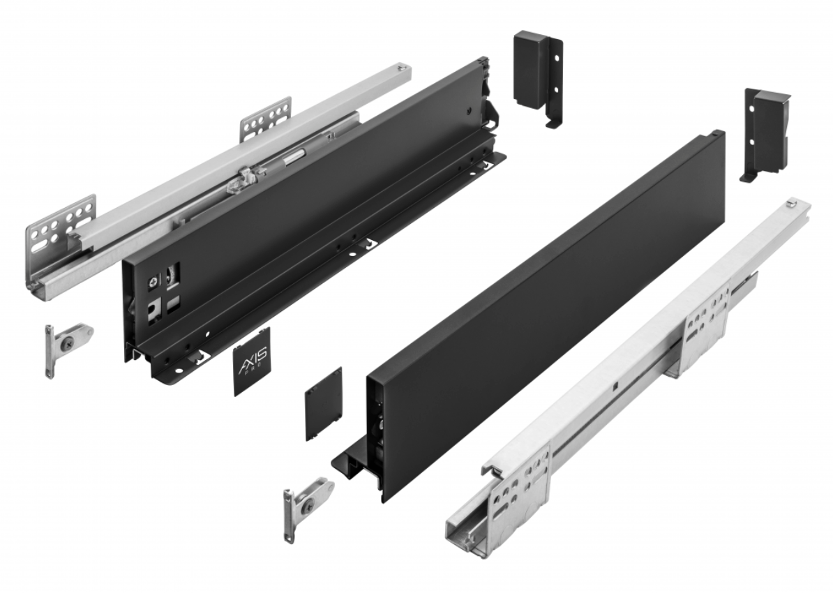 Metal Drawer Set Low Black AxisPro Slim Box System A86mm