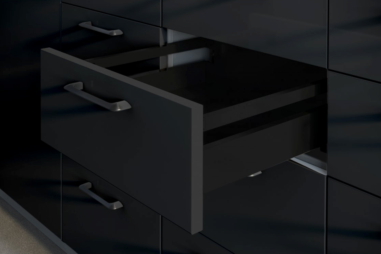 Metal Drawer Set Low Black AxisPro Slim Box System A86mm