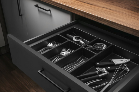 Cutlery Tray Plastic Black for Kitchen Cabinet