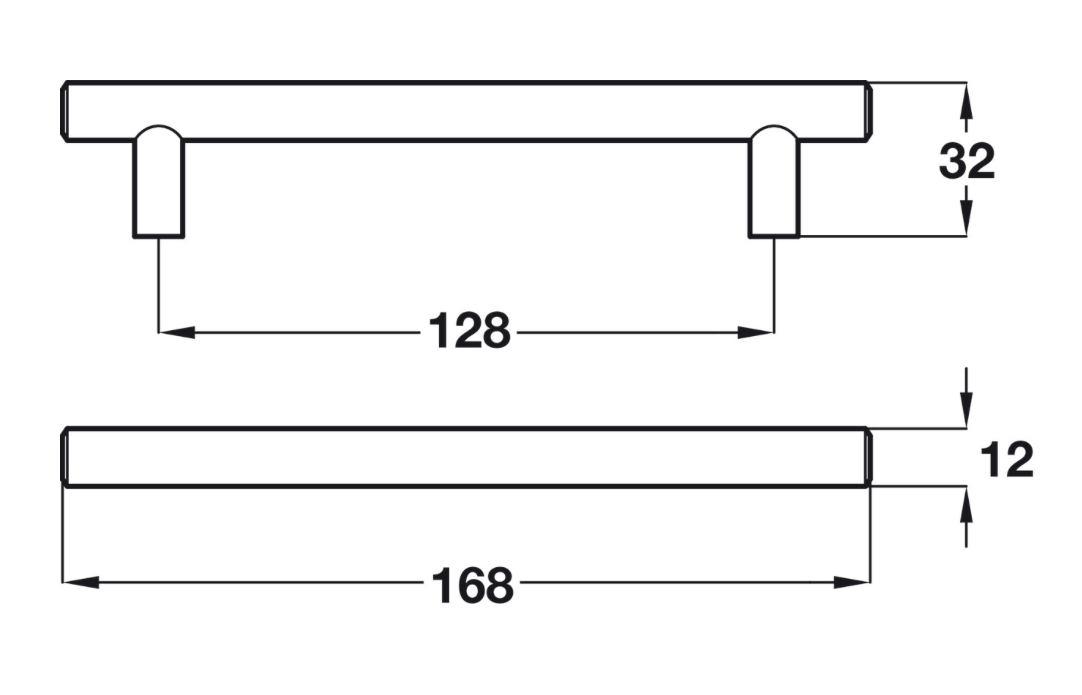 Hafele Cabinet Pull Handle Solid Steel Matt Black Puma