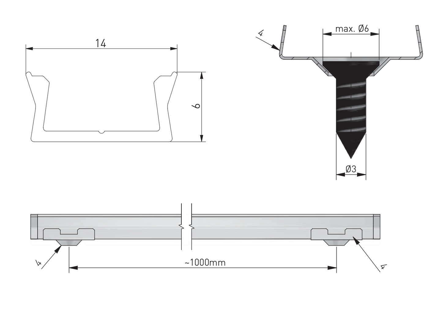 Led Profile Black Slim 2M Surface Mounted Aluminium Led Channel