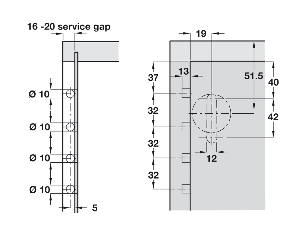 Libra Concealed Cabinet Hanger H2 Unhanded Fixing