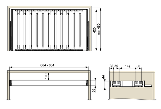 Wardrobe Pull Out Trouser Hanger Rack Dark Grey