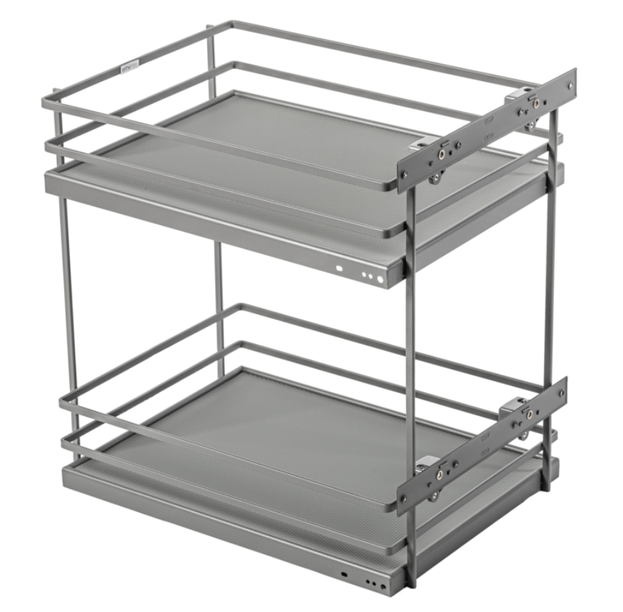 Pull Out Two Tier Solid Wire Baskets Soft Close Anthracite