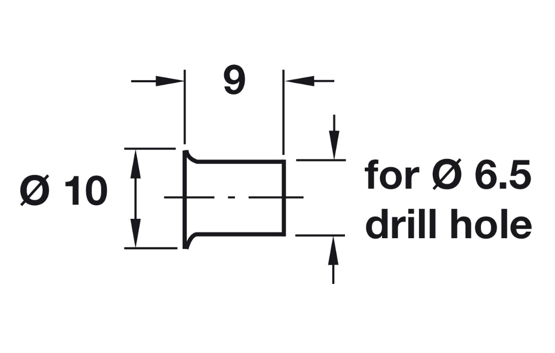 6.5mm Socket Plug-In For Loop Shelf Support Brass Plated
