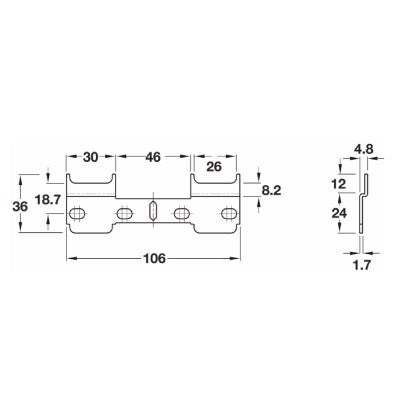 Traser-8 Double Wall Plate for Concealed Cabinet Hangers