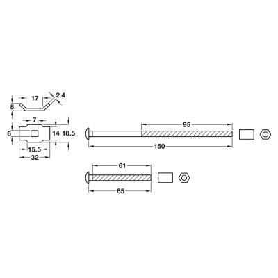 Worktop Steel Connecting Bolt