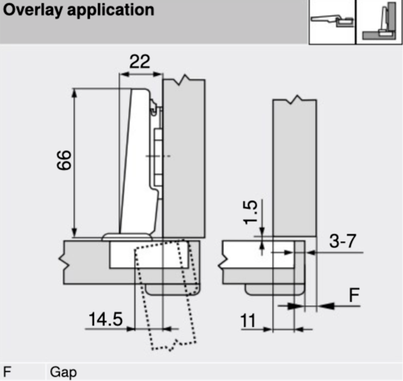 Blum 71B9550 Soft Close 95° Thick Door Full Overlay Profile Hinge