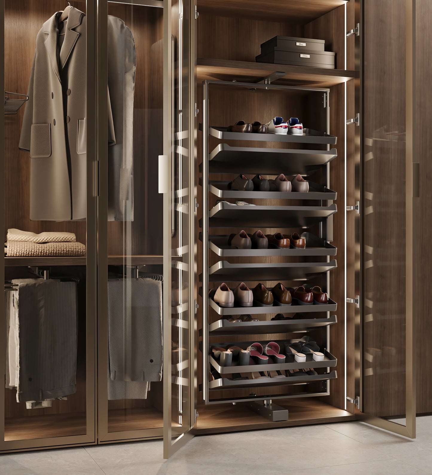 Rotating Shoe Rack Shelves with Frame Titanium