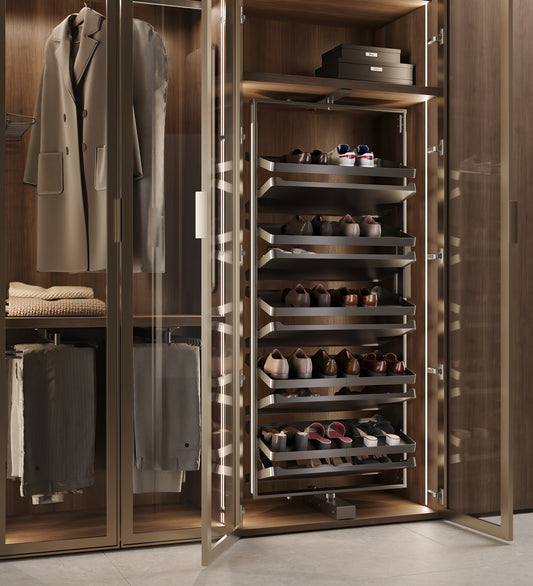 Rotating Shoe Rack Shelves with Frame Titanium