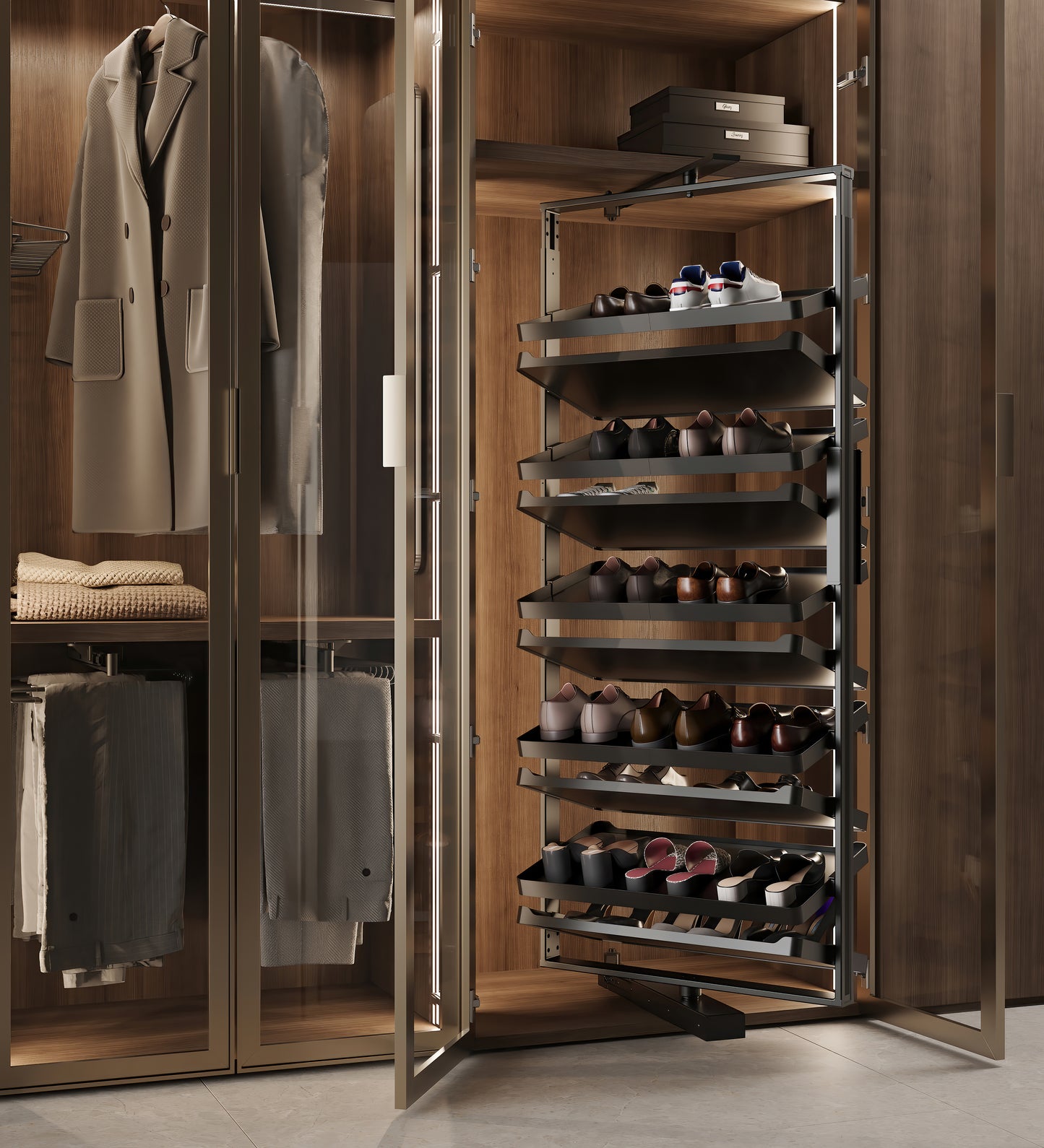 Rotating Shoe Rack Shelves with Frame Titanium
