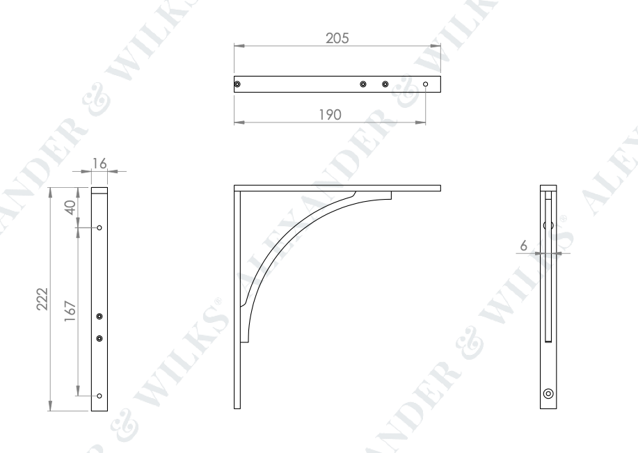 Alexander and Wilks Eden Solid Shelf Bracket Black