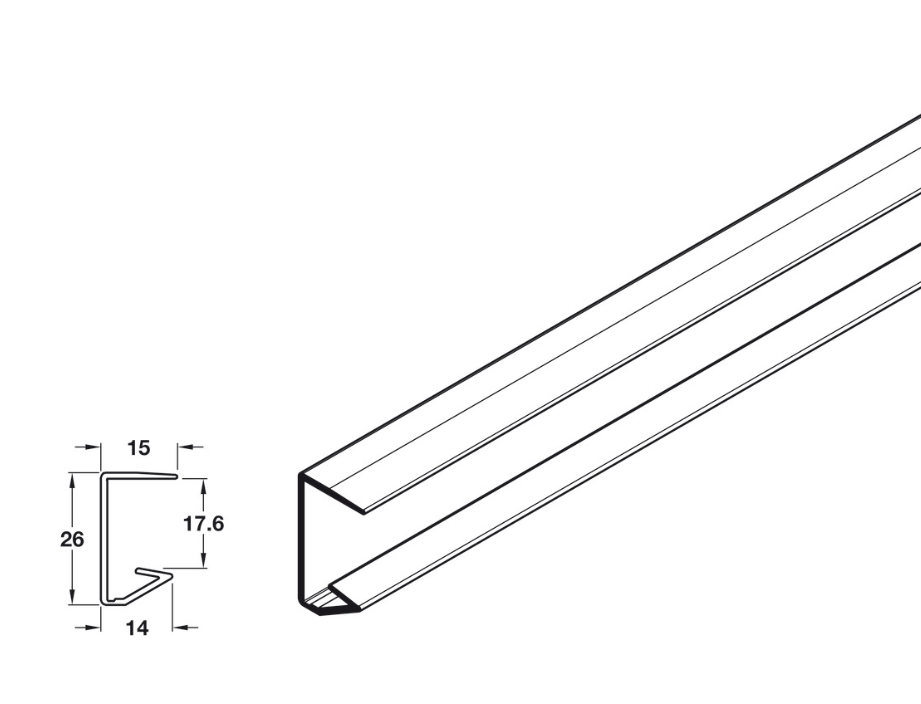Aluminium Edge Shelf Profile for 18mm Thick Wooden Shelves