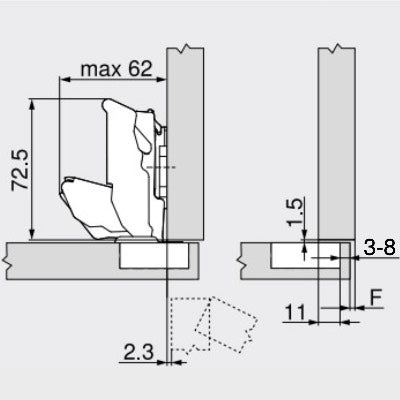 BLUM-71B7590-OB-INSERTA-155-Degree-Zero-Protrusion-Full-Overlay-Hinge