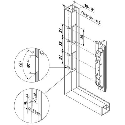 BLUM-AVENTOS-20S4200A-Front-Fixing-Brackets-Narrow-Frame