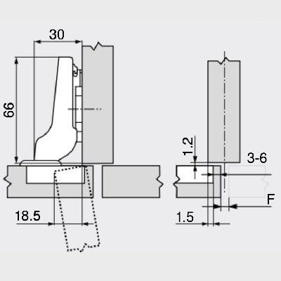 Blum-70M2650-Cliptop-100°-UNSPRUNG-Half-Overlay-Door-Hinge