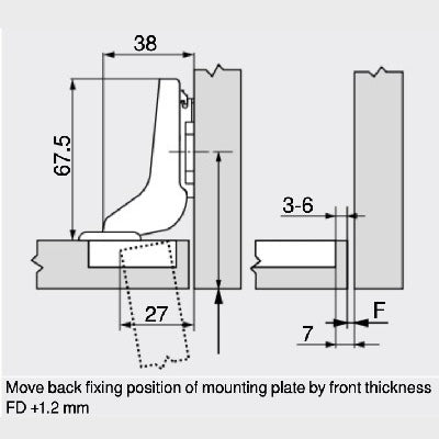 Blum-70M2750-Cliptop-100°-UNSPRUNG-Inset-Door-Hinge