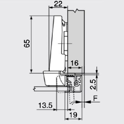 Blum-71B950A-Cliptop-Blumotion-Overlay-Aluminium-Frame-95°-cabinet-Hinge