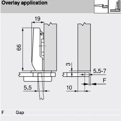 Blum-75T4100-Cliptop-Full-Overlay-Glass-Door-94°-Hinge-Screw-On