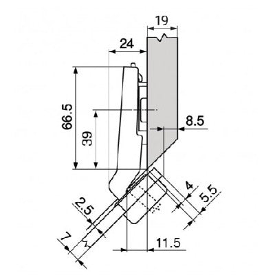 Blum-79A4108.T-Cliptop-Angled-full-Overlay-Glass-Door-45°-Hinge